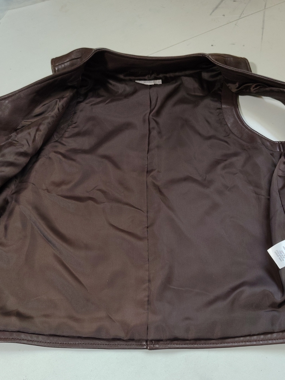 Nordstrom Lambskin Soft Leather Full Zip Vest Jacket Size XS Brown Grunge Biker - Picture 13 of 13